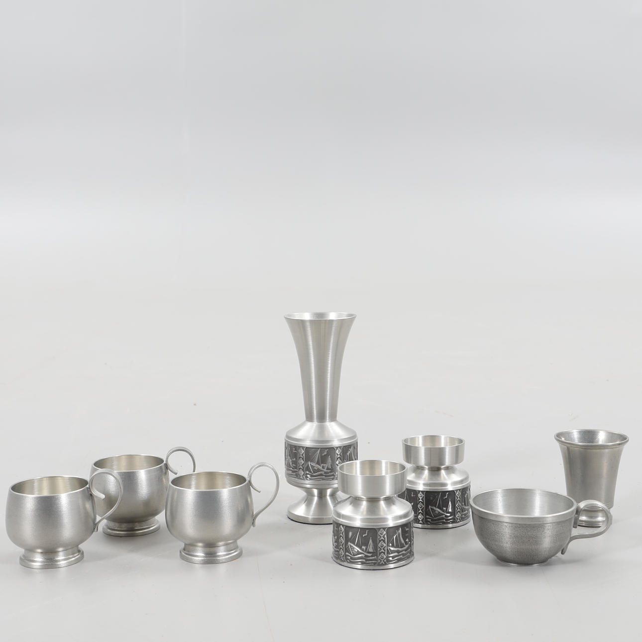 A Collection OF PEWTER, 8 parts, including Swedish Pewter, GAB.
