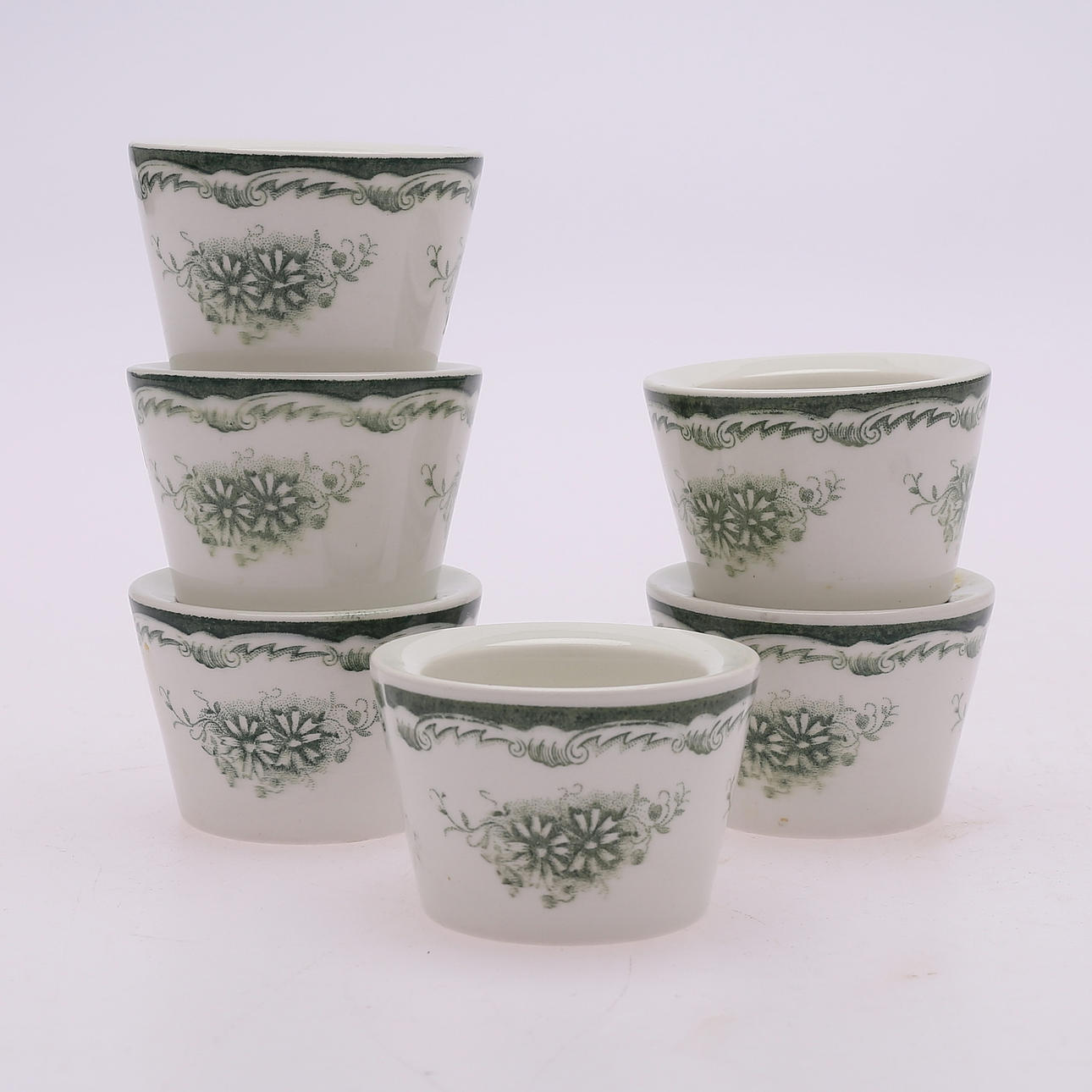 ÄGGKOPPAR, 6 st, porslin, "Gröna Anna", Rörstrand.