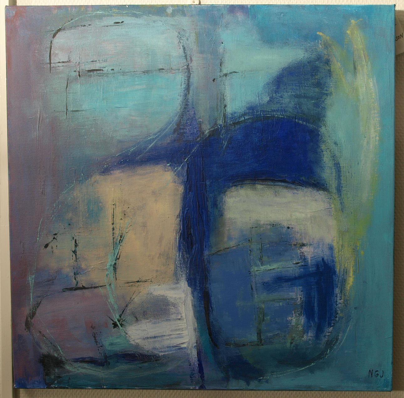 GEORG JEPPSSON. Olja på duk, "Rapsodi i blått", signerad NGJ.