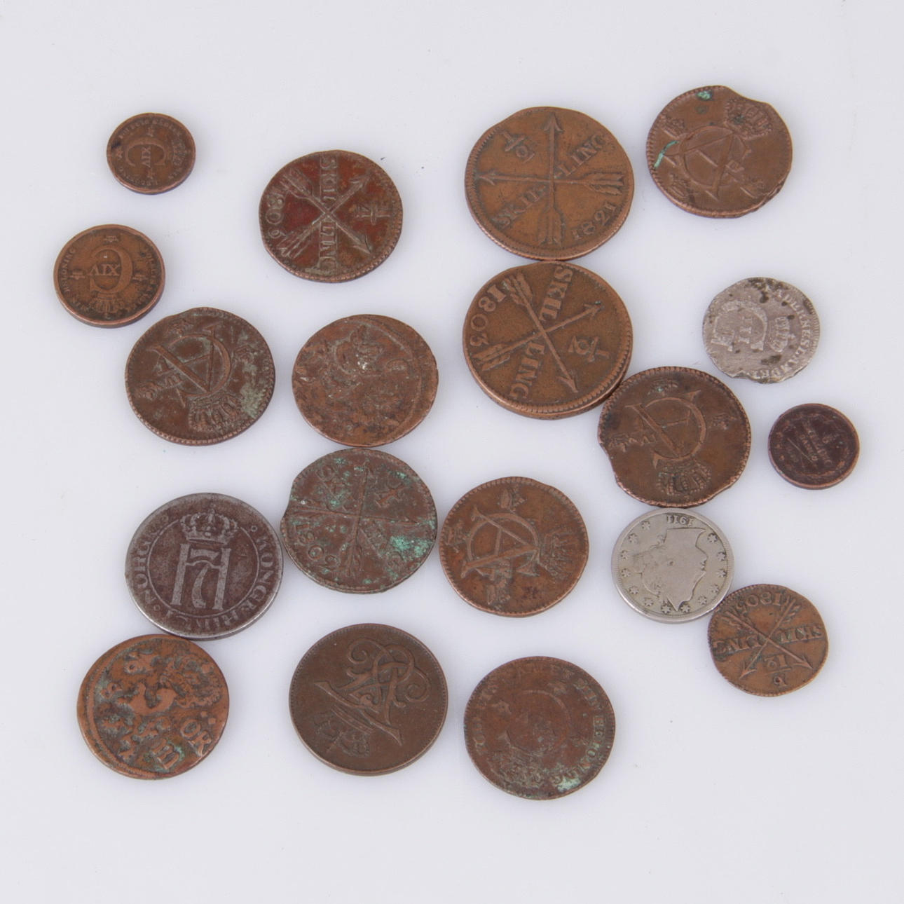 MYNT, 19 st. Delvis skilling, 1800/1900-tal.