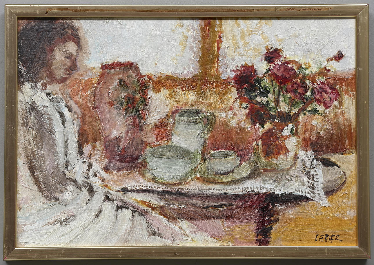 DANIEL LEBIER. "Le vase vide". Olja på duk, signerad.