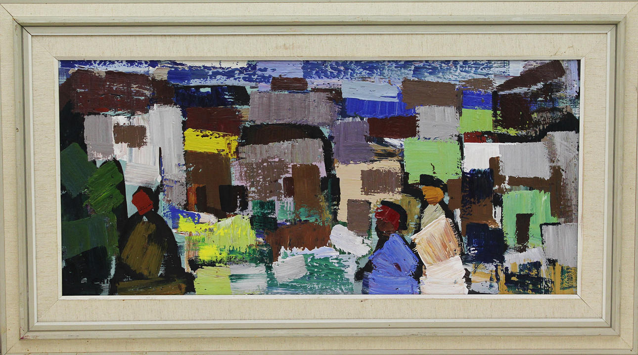 Parti konst (5). Olja på duk. Bl.a. Gösta Werner och Gösta Falck.