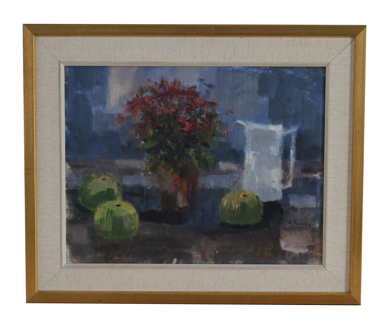 RAGNAR FALK. Stilleben med vit kanna. Olja på duk, signerad.