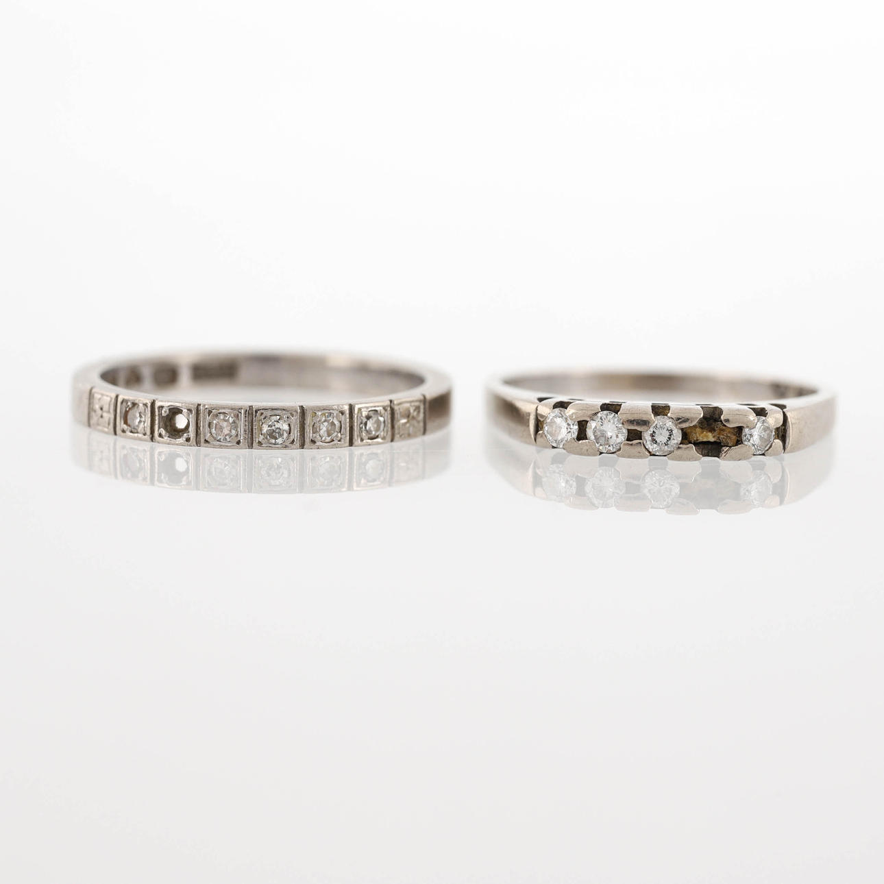 DIAMANTRINGAR 2 st, 18K vitguld.