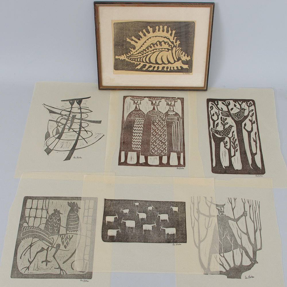 ÅKE HOLM. Bibliska motiv, 7 etsningar varav en ramad.