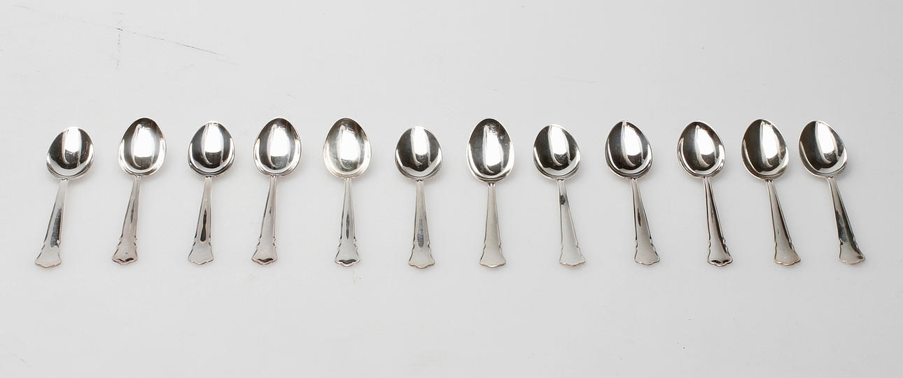 KAFFESKEDAR, 12 st, "Disa", Silver, 170 Gram.