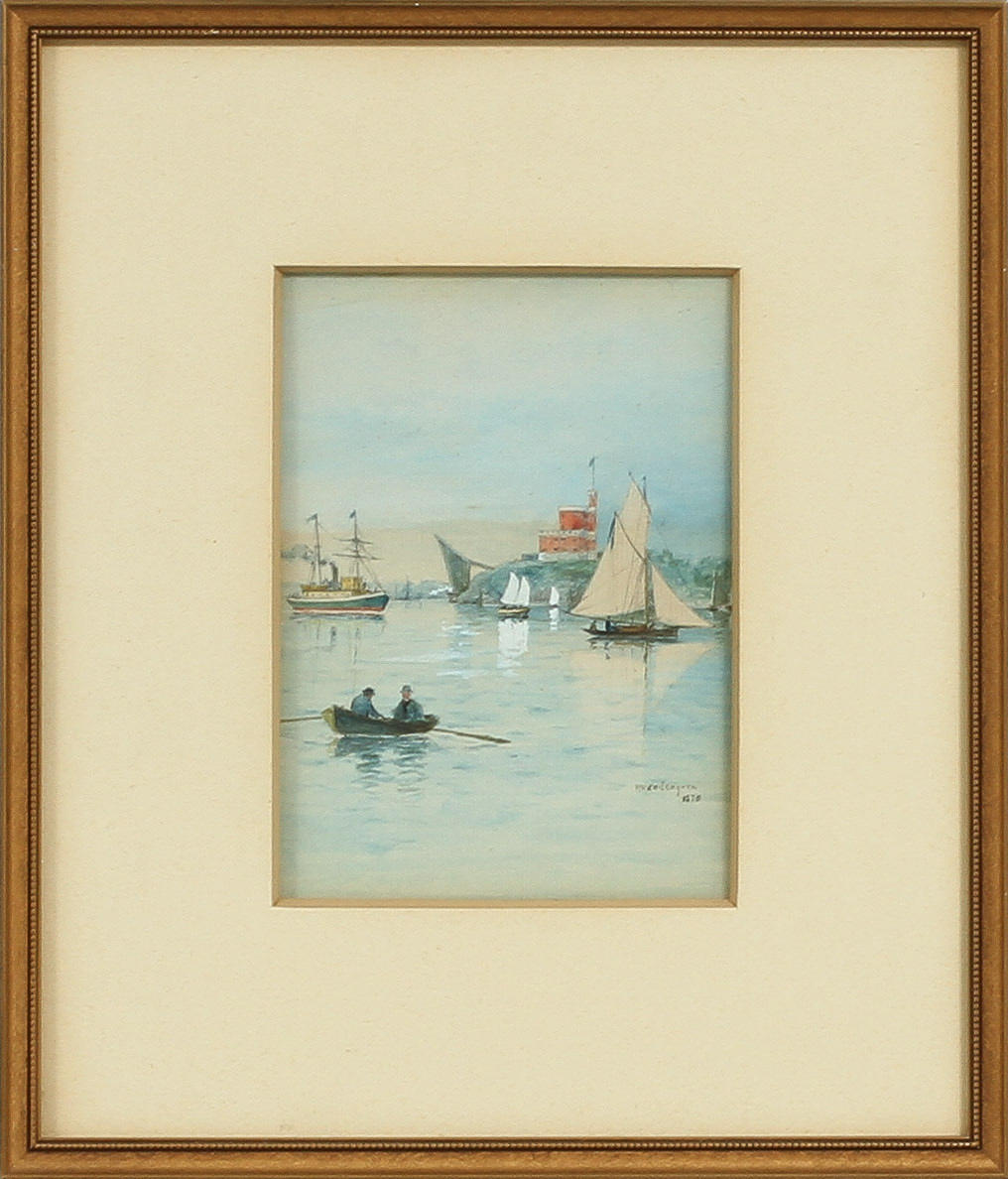 PER VILHELM CEDERGREN. "Stockholms inlopp", akvarell, signerad och daterad 1870.