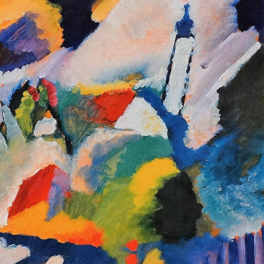 WASSILY KANDINSKY. Murnau mit Kirche I, Kunstdruck.