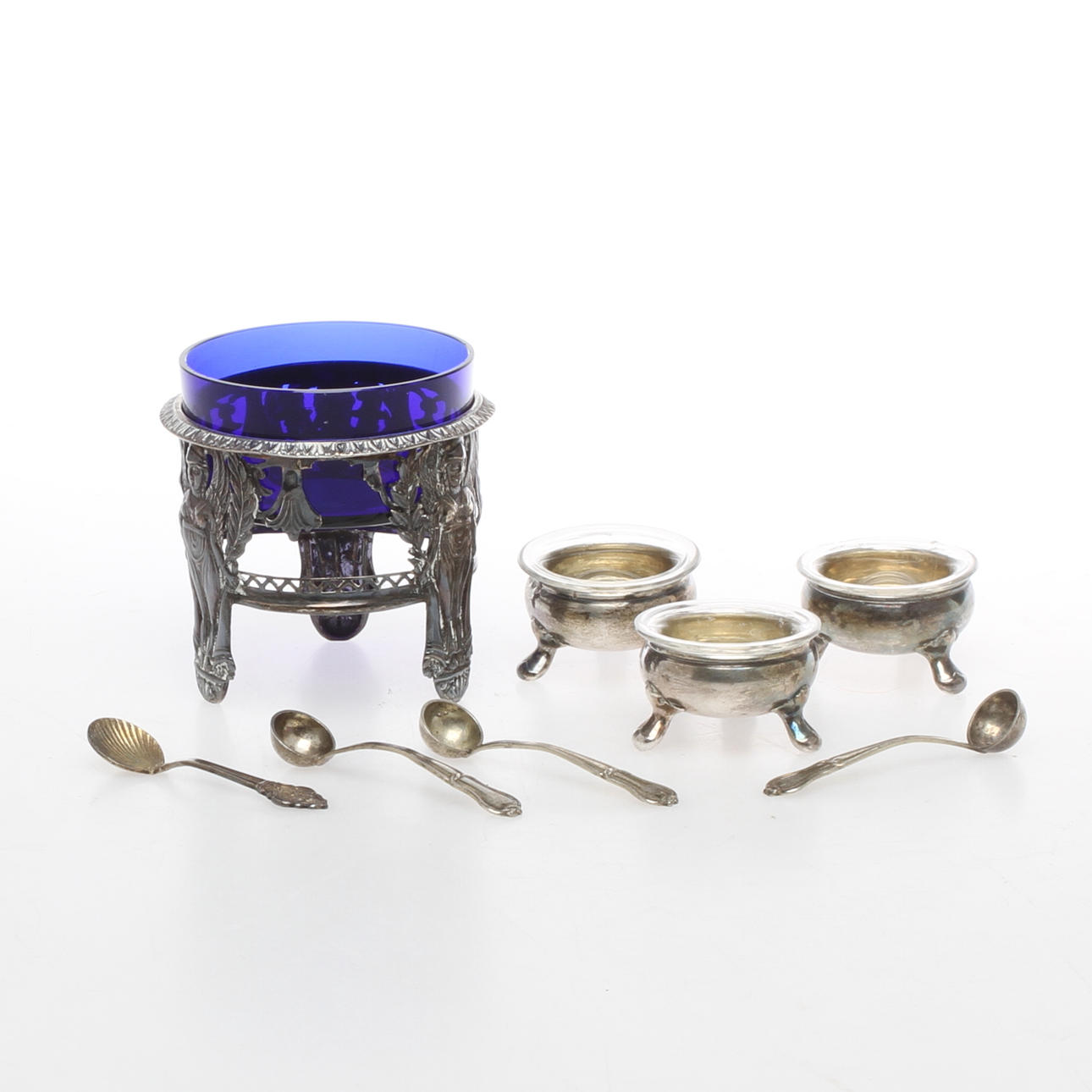 SALTKAR 1+3 st, silver med glasinsatser.