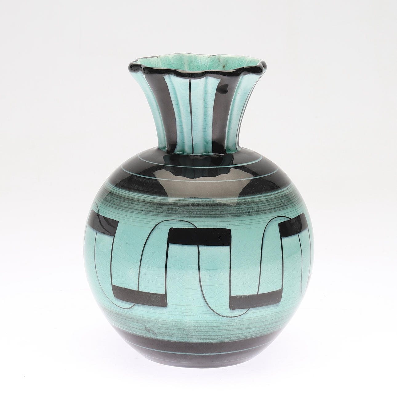 ILSE CLAESSON. vas, flintgods, art deco, Rörstrand, monogramsignerad.