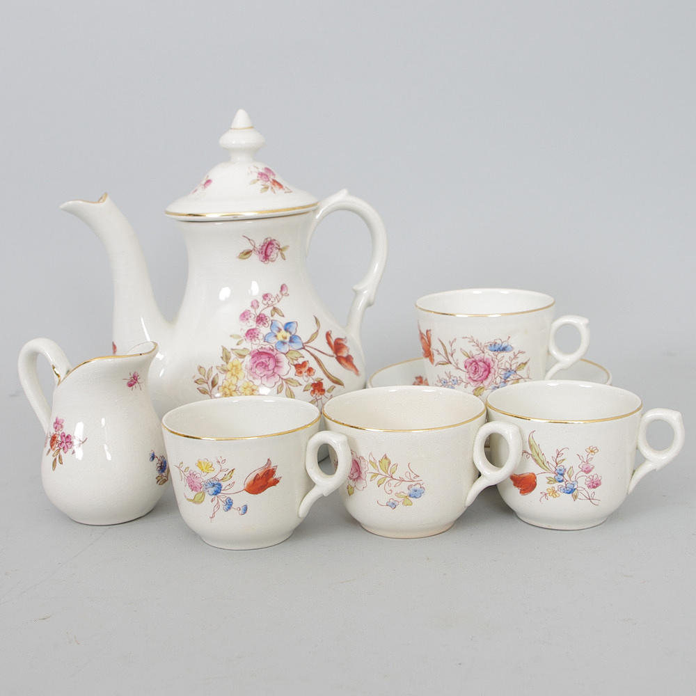 DOCKSERVIS, porslin, blomdekor.