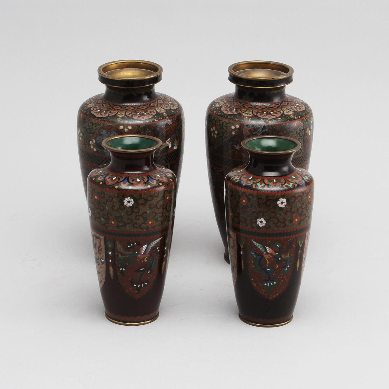 VASER, 2 par, cloisonné, Japan, 1900-tal.