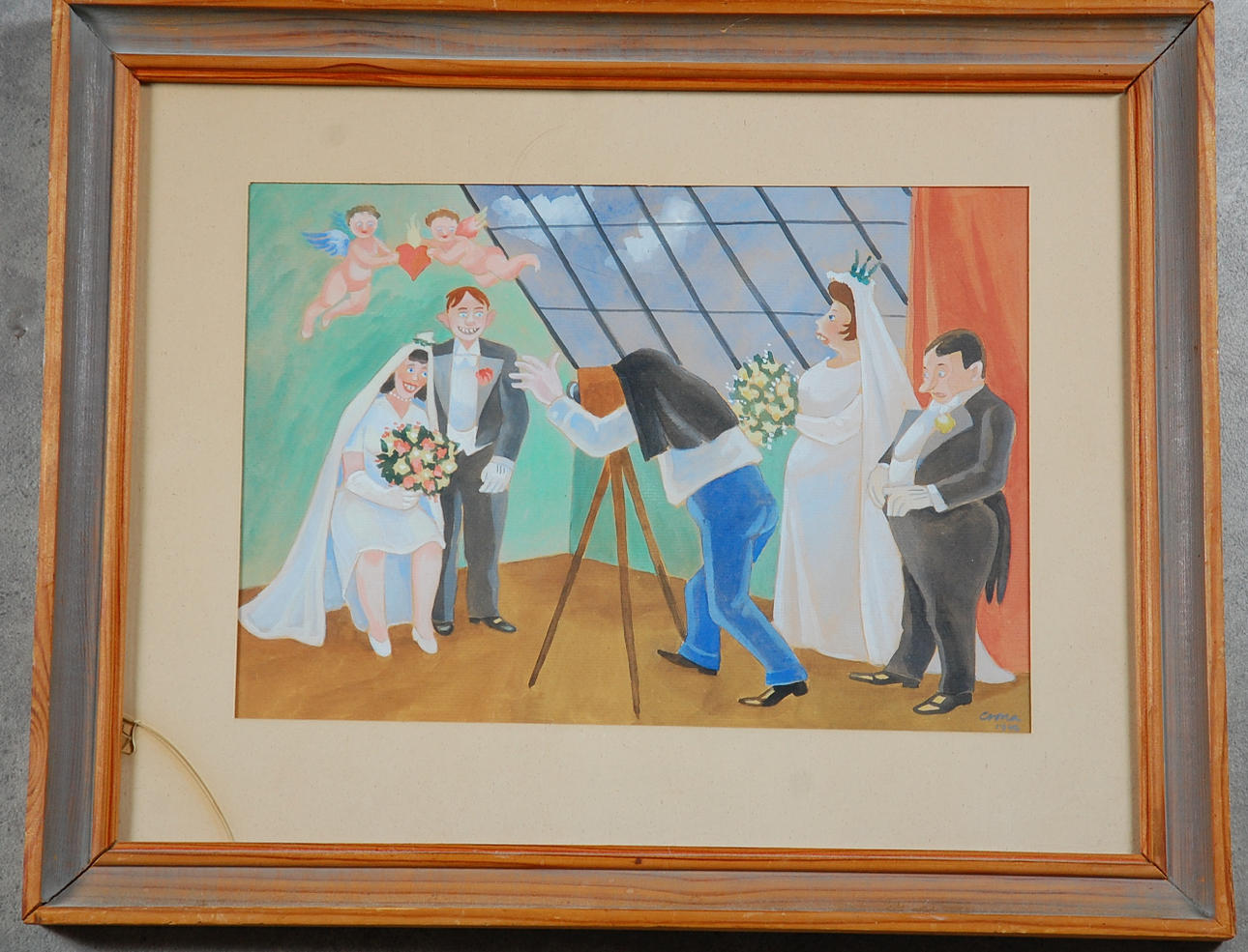 GEORG CRONA. 1901-1990, akvarell, " Bröllopsfotografen " signerad daterad 1946.