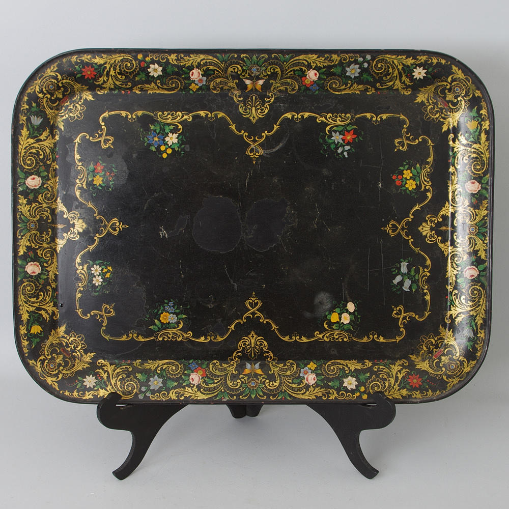 BRICKA, målad plåt, sekelskiftet 1800/1900.