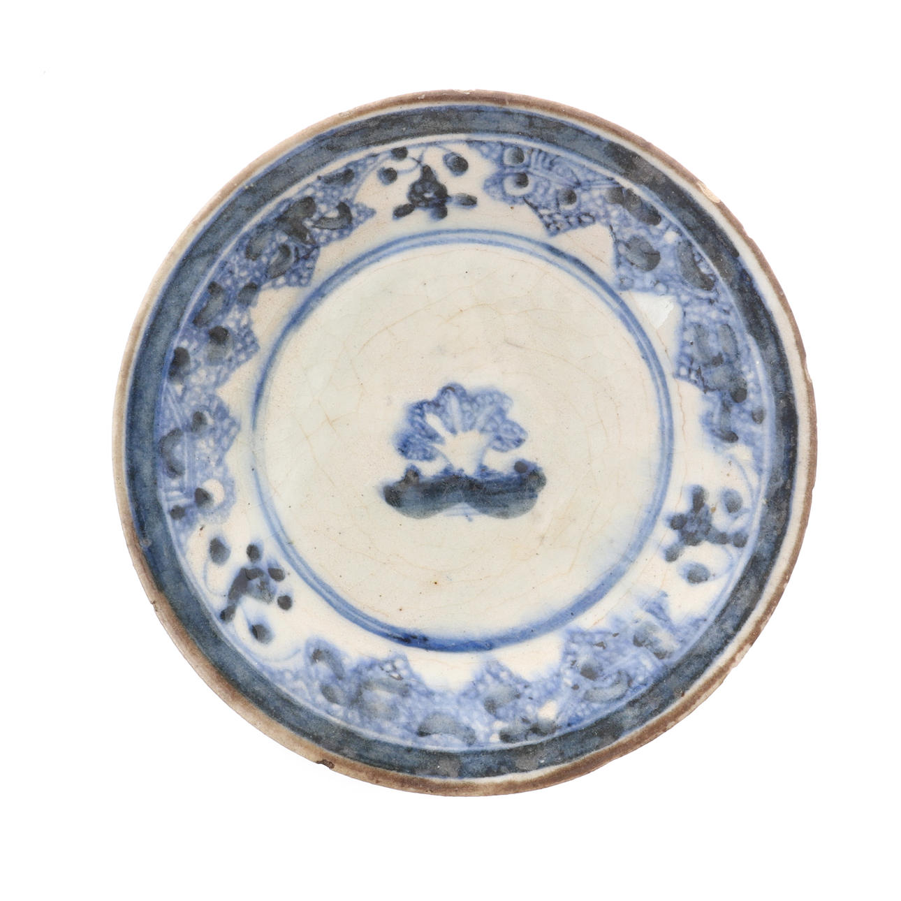 A PERSIAN 'FRIT WARE' BLUE AND WHITE DISH, SAFAVID PERIOD. Ceramics ...