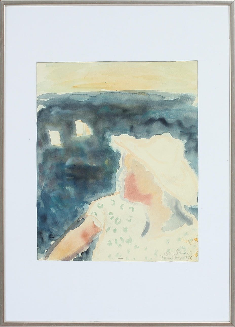 KARIN PARROW. Vy från Islandsberg. Akvarell, signerad och daterad 1950.