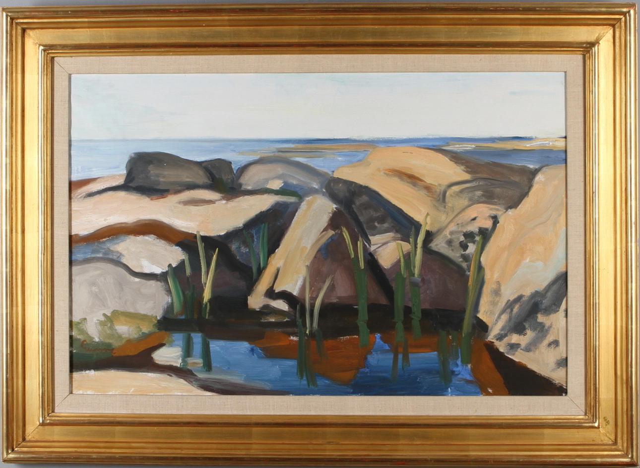 CARL GUNNE. Kustmotiv, olja på duk, signerad.