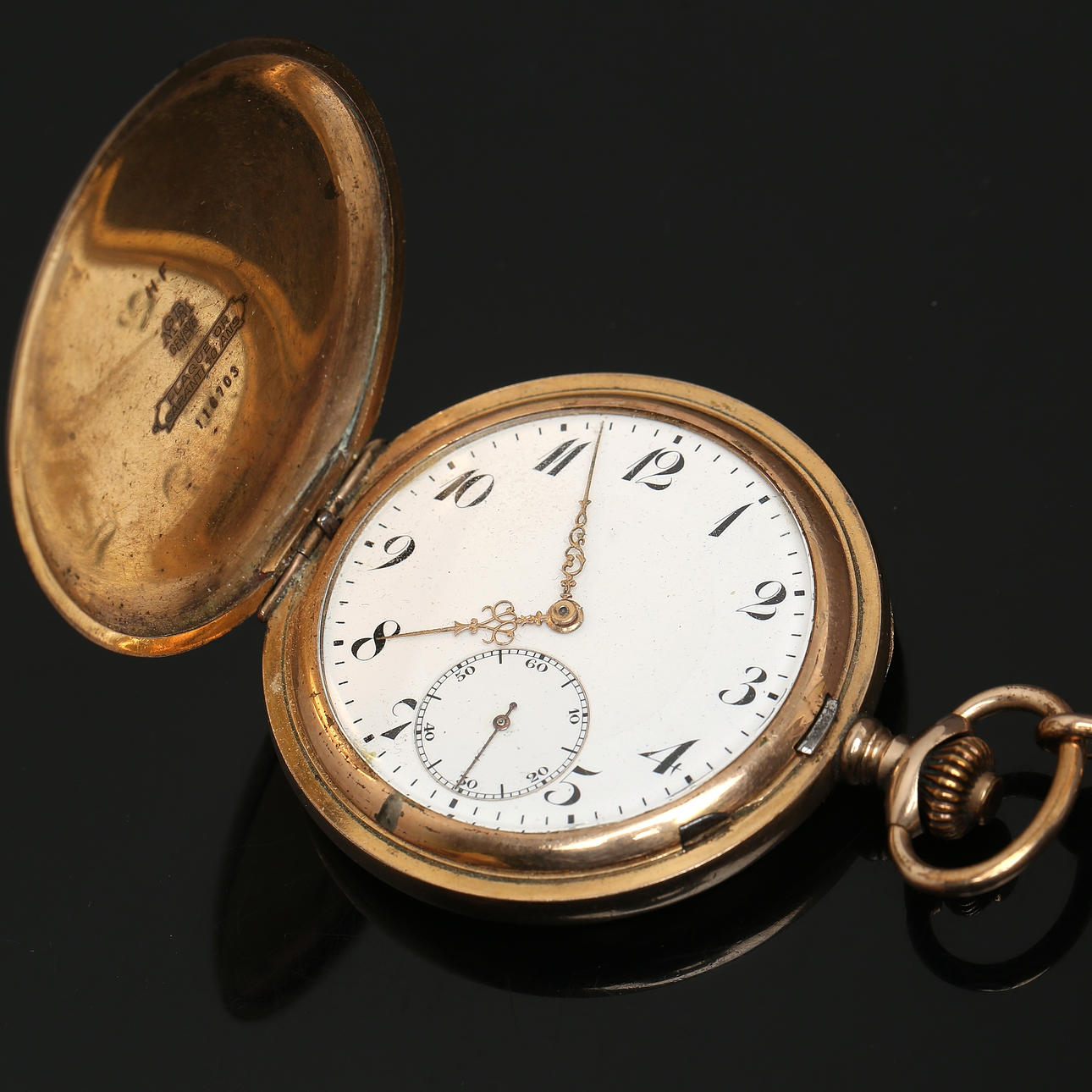 POCKET WATCH, savonette with Figaro link, double, Avance Retard. Clocks ...