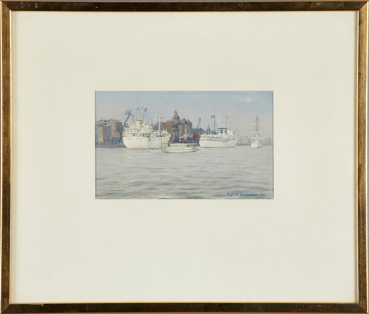 SIGURD JOHANSSON. Ship bridge, signed and dated -66, watercolor.