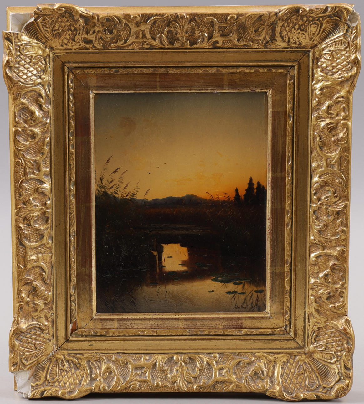 OIDENTIFIERAD KONSTNÄR. Olja på trä, signerad.