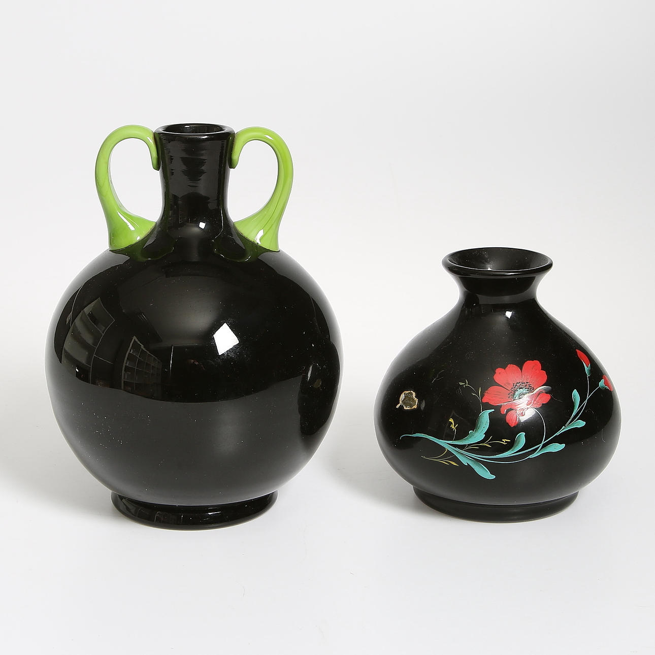 VASER, 2 st, glas, Art Deco, bl.a. Fritz Dahl, Åfors glasbruk. 1900-talets första hälft.