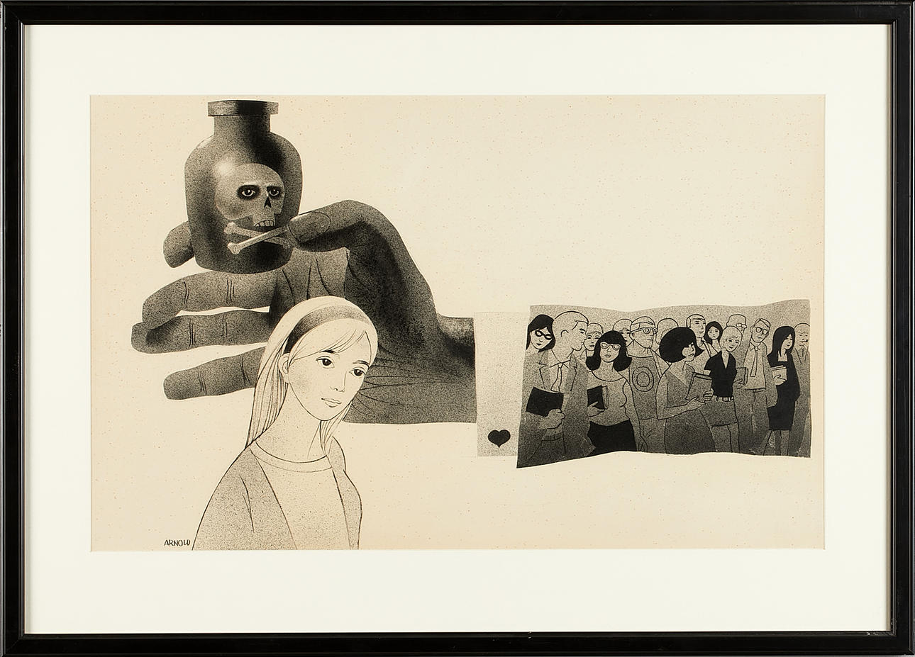 HANS ARNOLD. Kompostion, signerad, litografi.