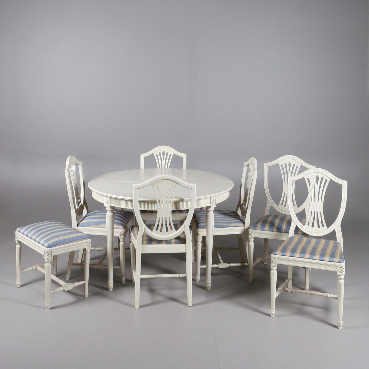 MATSALSGRUPP 8 delar, med dekor. 1950-tal.