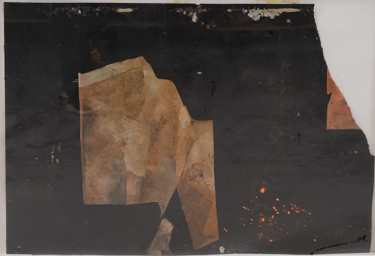 MARTIN STENBERG. Composition, mixed media, signed, dated 91.