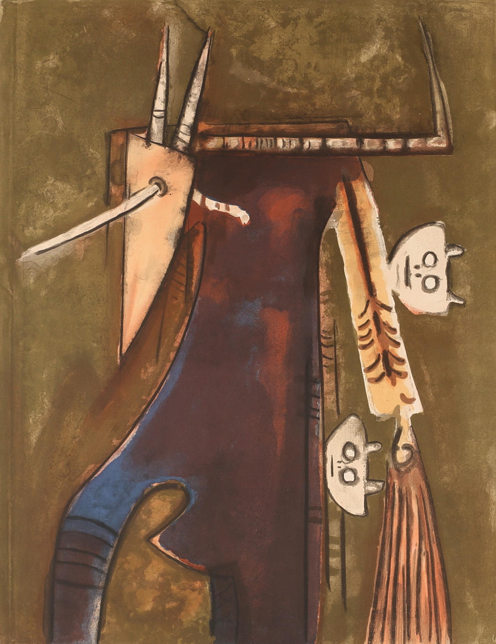 WILFREDO LAM. Litografía en color, sin firmar.