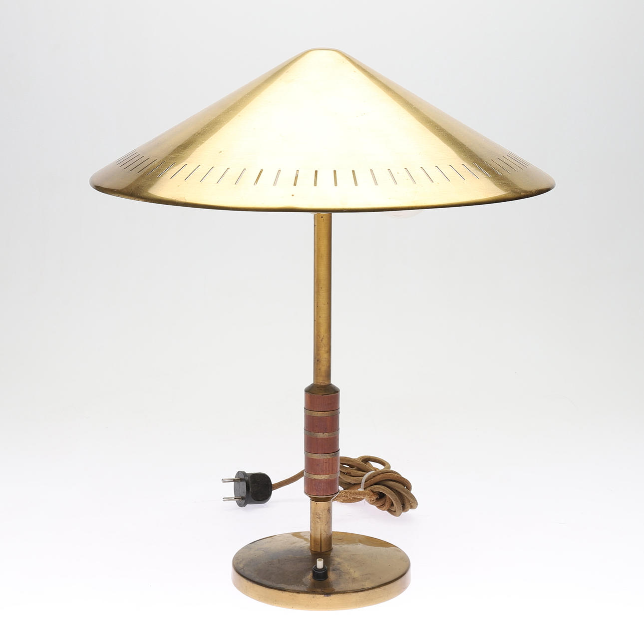 TABLE LAMP, brass/teak, Swedish modern, 1940s.