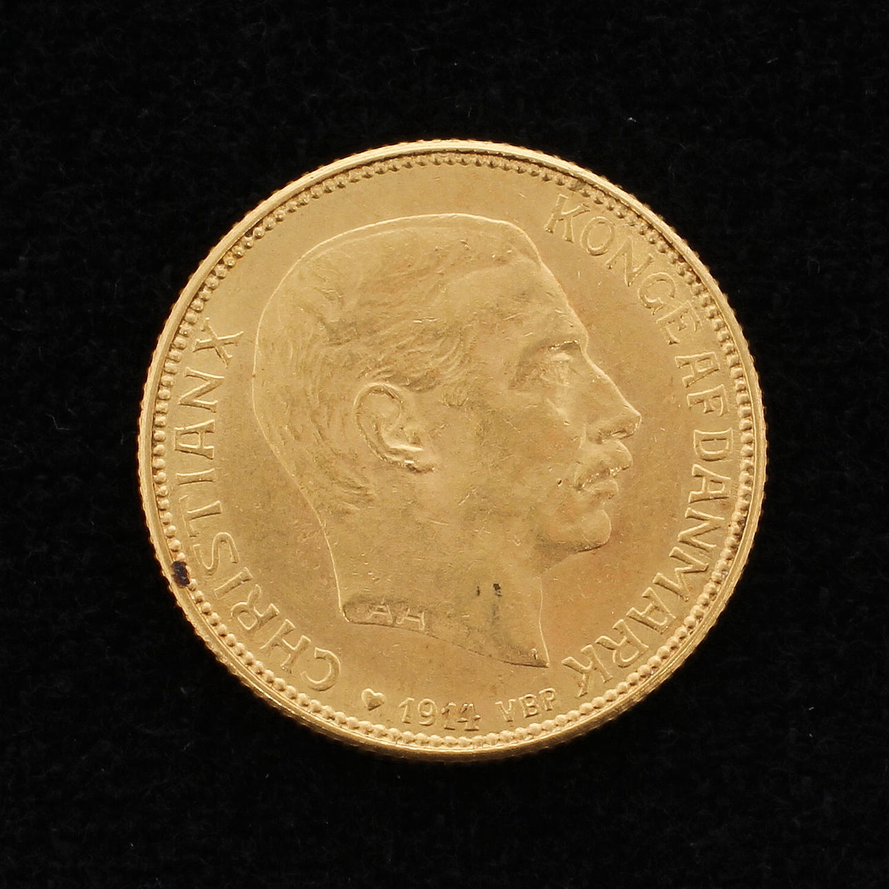 GULDMYNT, Danmark 20 kroner, 1914, 21,6 karat.