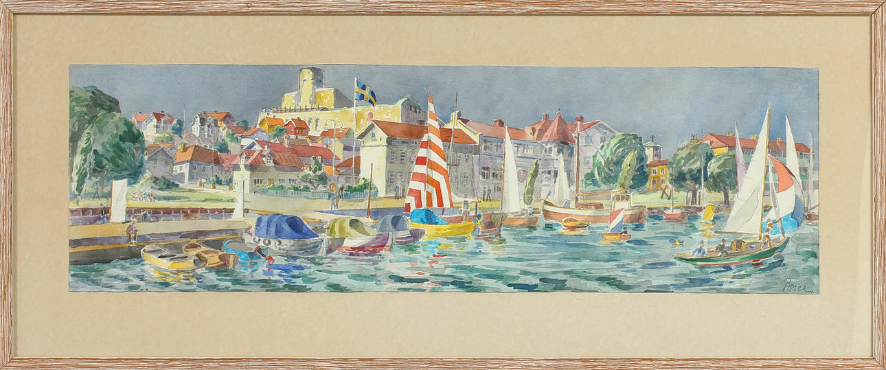 MARTIN POSER. "Marstrand", akvarell, sign.