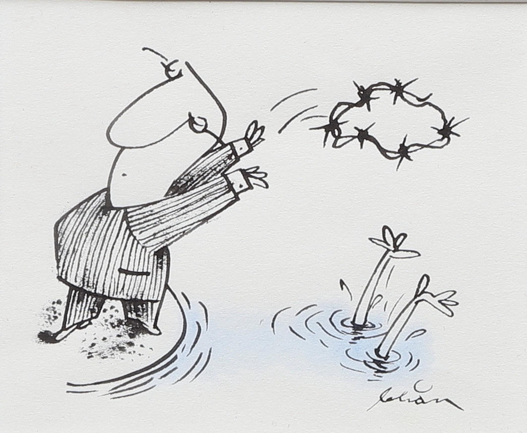 LARS-ERIK HÅKANSSON. Marker on paper, "Europe and refugee reception 2015" Lehån.