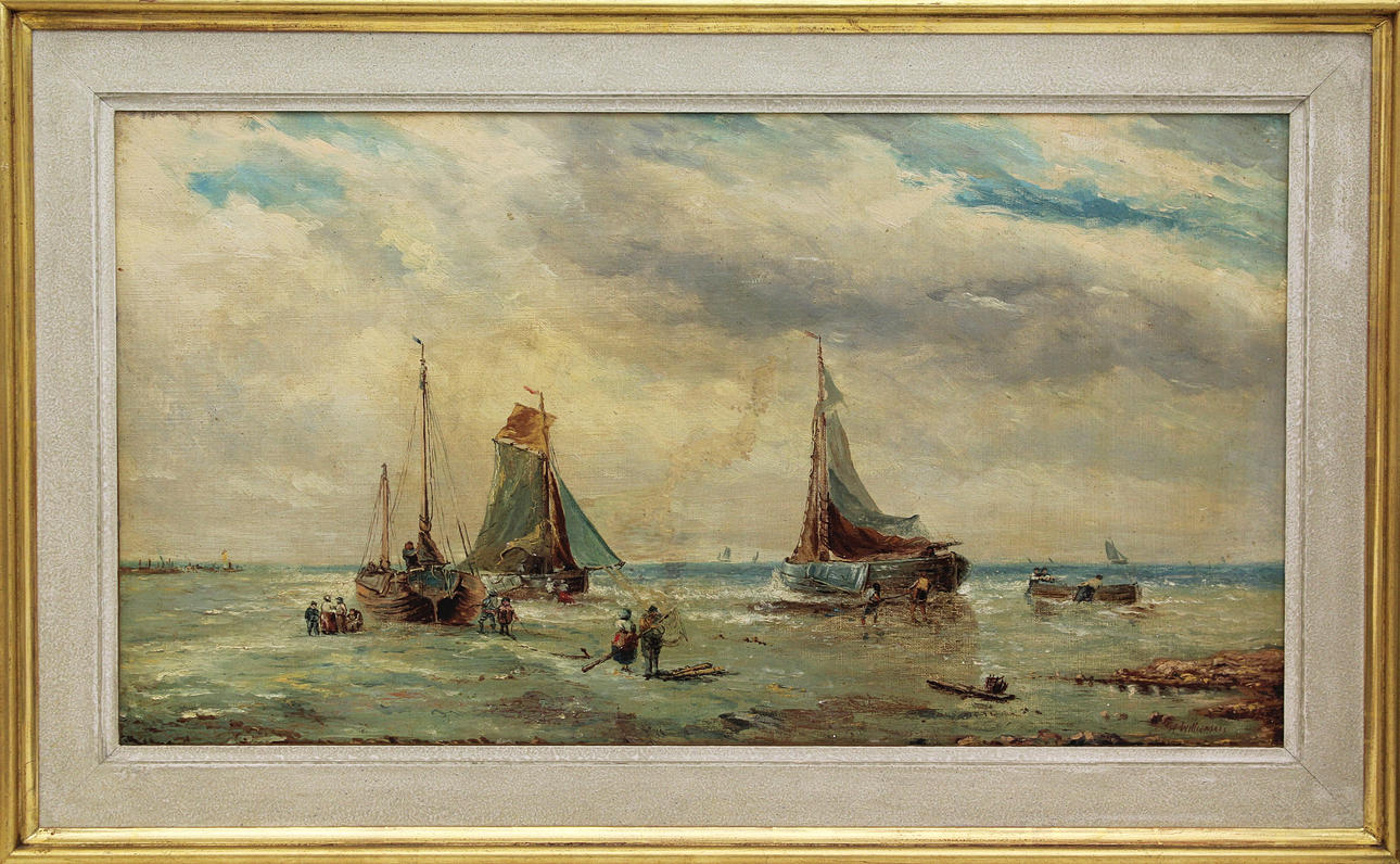 Parti konst (6). Olja på duk och pannå. Bl.a. Leoo Verde och H. Williamson.