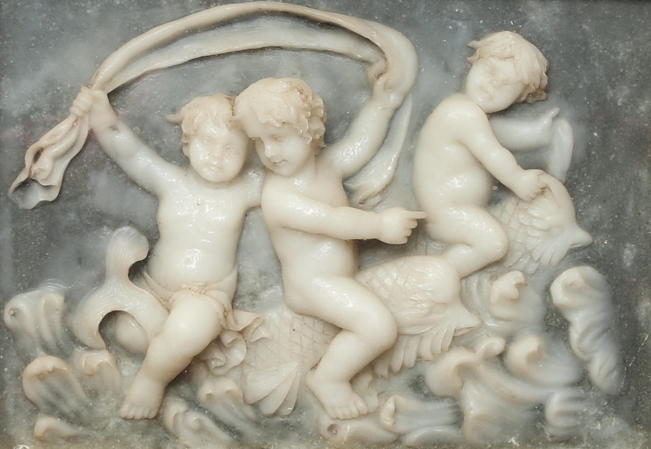 MALERI, relief, "Biggs & Sons, billedrestauratører", 1900-tallet.