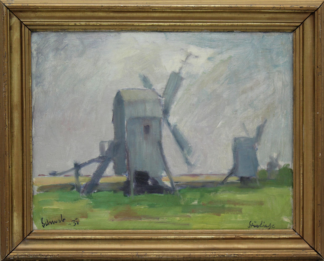 Parti konst (4). Olja på duk och pannå. Bl.a. Eigil Schwab och Sven Sahlberg.