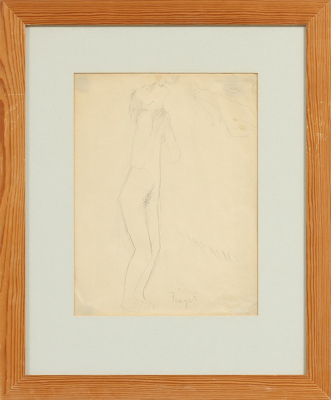 RAGNAR SANDBERG. TILLSKRIVEN. "Pingst", blyerts på papper.