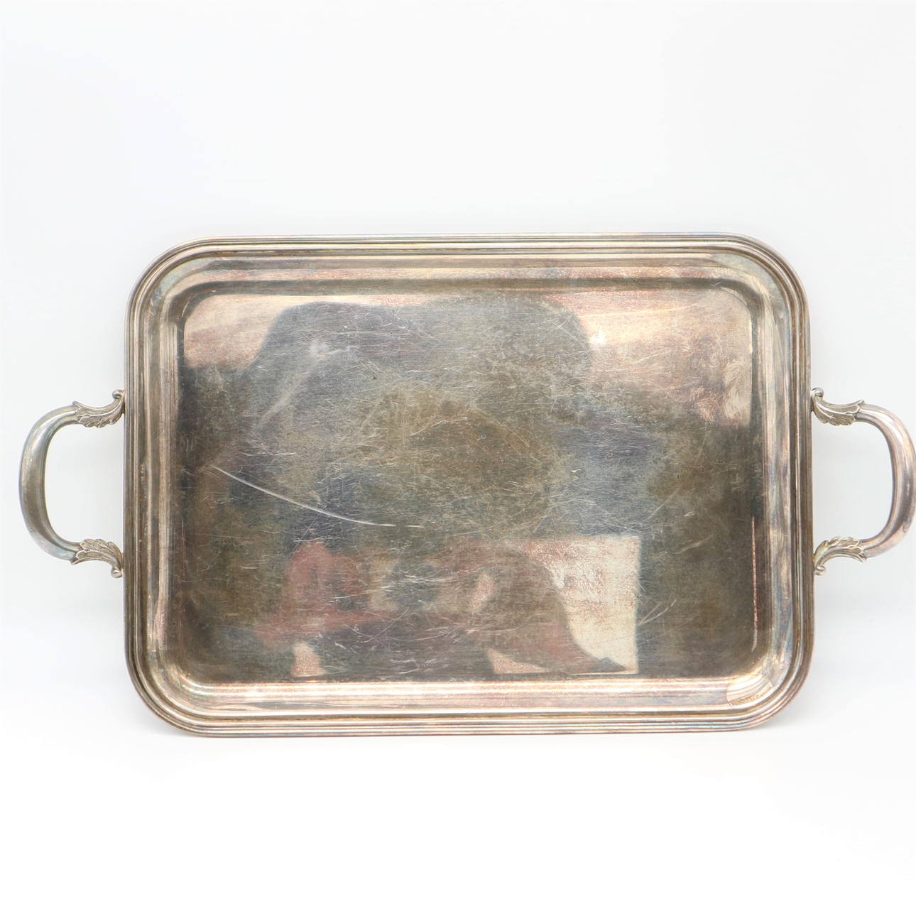 SØLVBAKKE MED 2 HÅNDTAG - ANTIK.