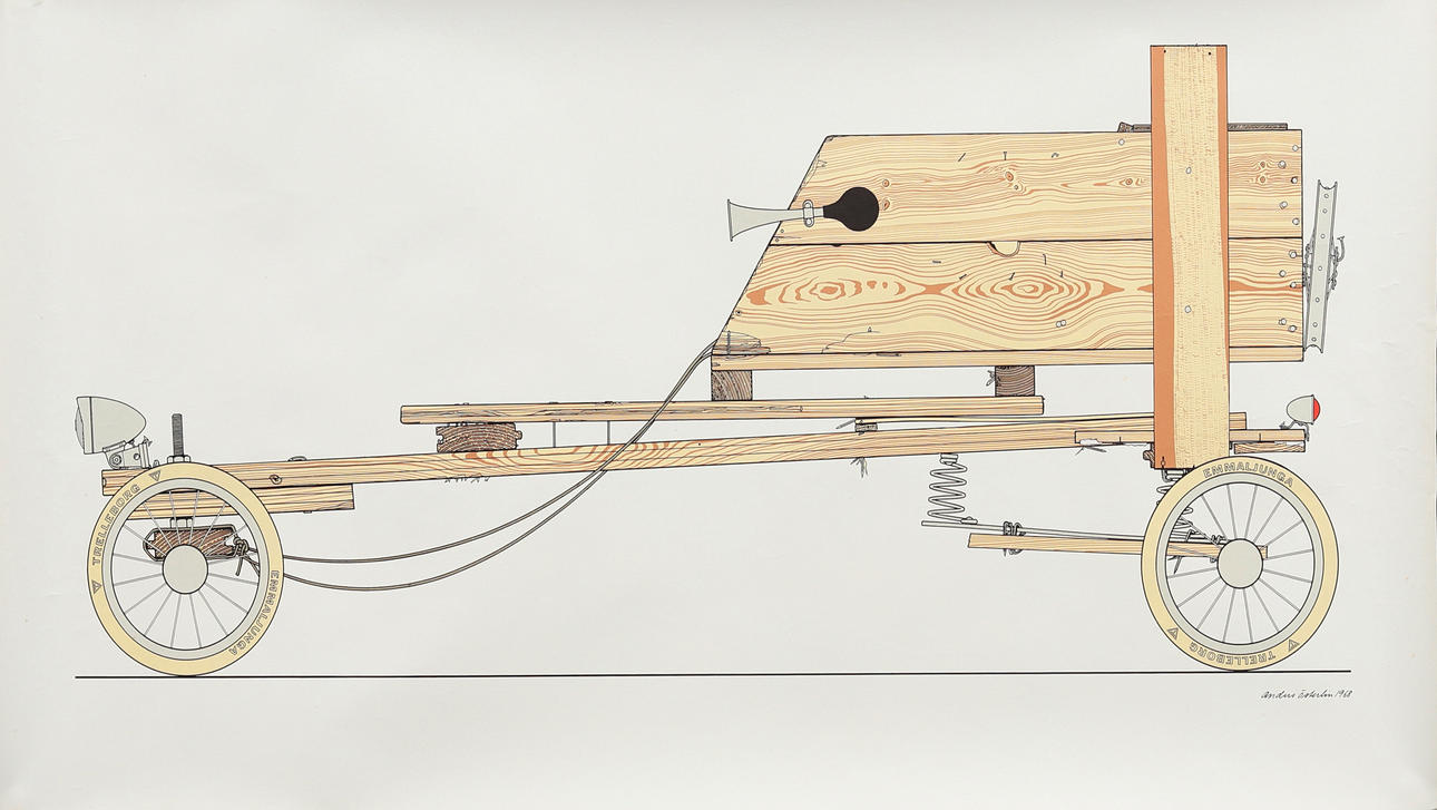 ANDERS ÖSTERLIN. Umpikori auto, signeerattu printissä.