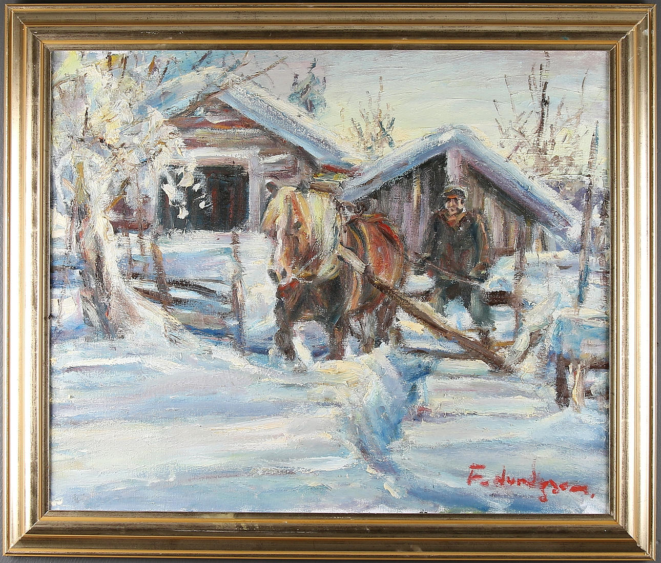 FRED LUNDGREN. Olja på duk, signerad.