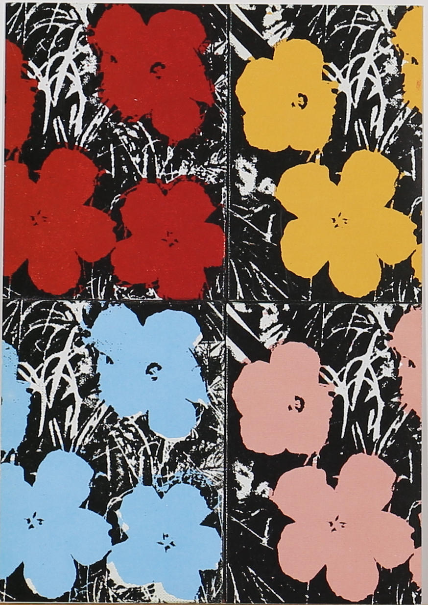 VERNISSAGEKORT. Andy Warhol "Flowers" Offsettryck. Galerie Thaddaeus Ropac. Paris.