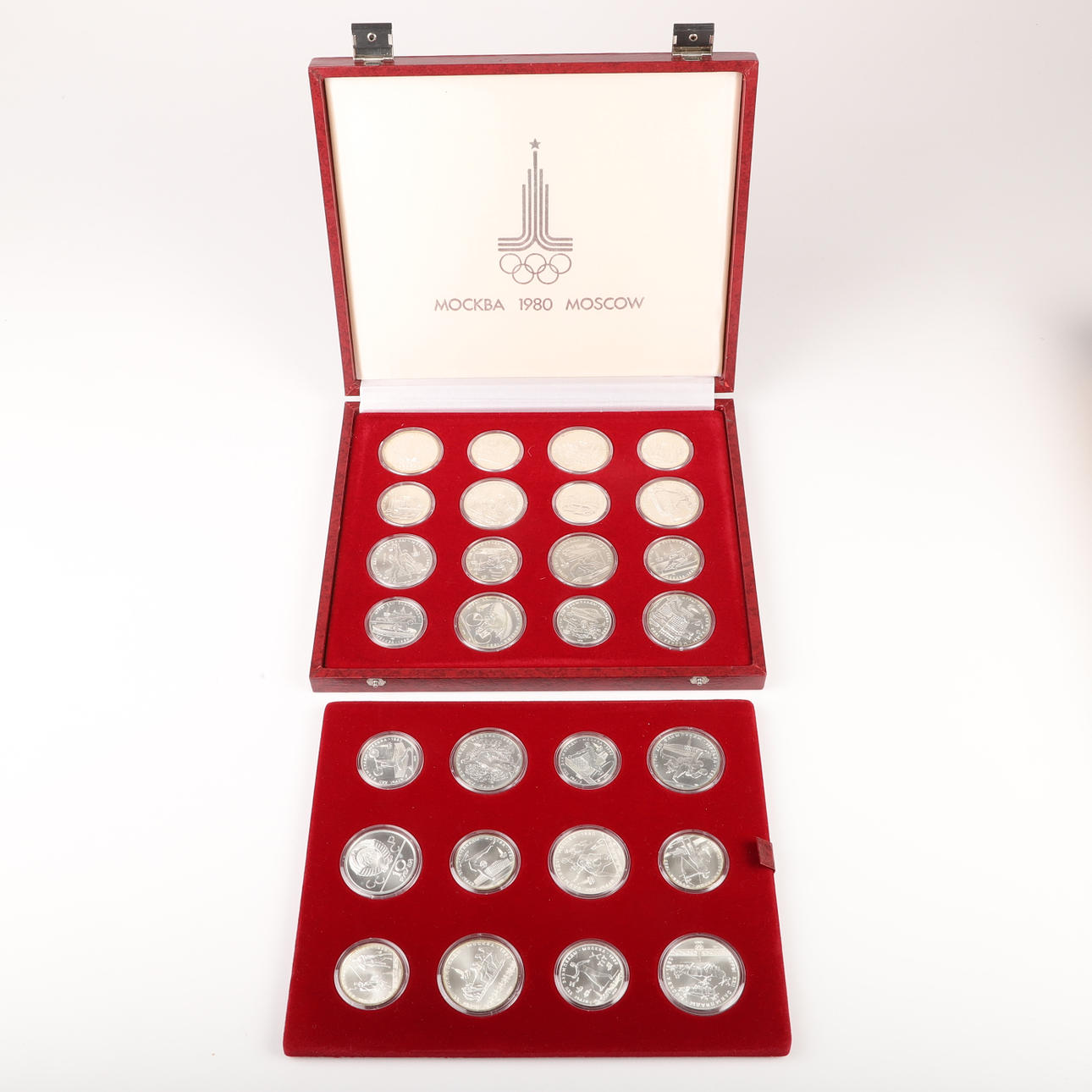 MÜNZEN, 24 Stück im Etui, Silber, Olympiade Moskau, 1980.