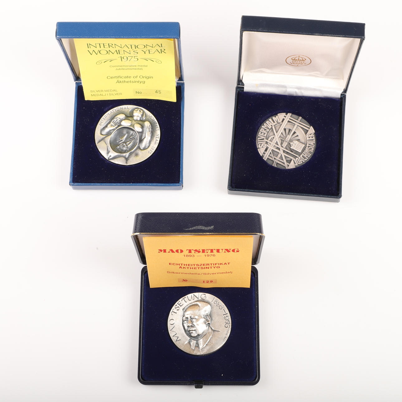 MEDALS, 3 pieces, silver.