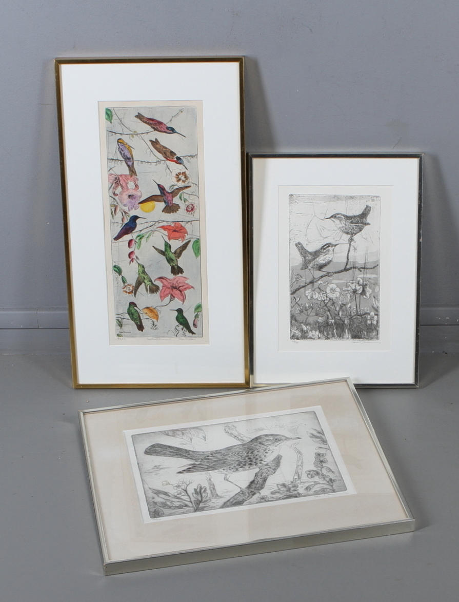 GÖRAN BRUNIUS. 3 st etsningar varav en kolorerad, signerade.