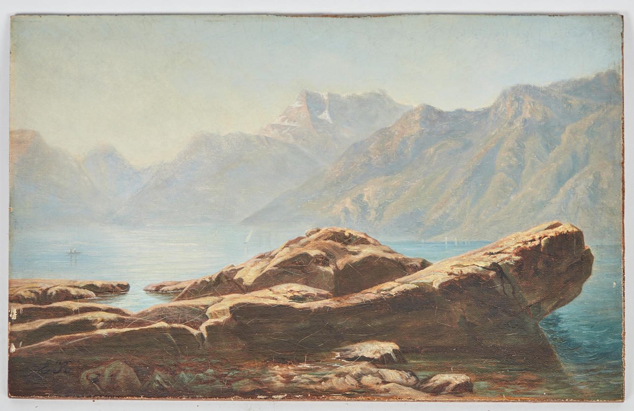 ERNST KAISER. Gemälde, Landschaft mit Bergsee.