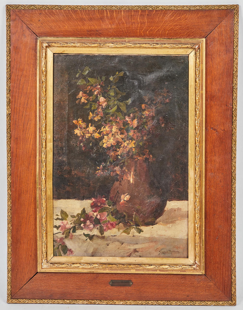 GUSTAV HALBART. målning, stilleben av blommor. Konst - Måleri - Auctionet