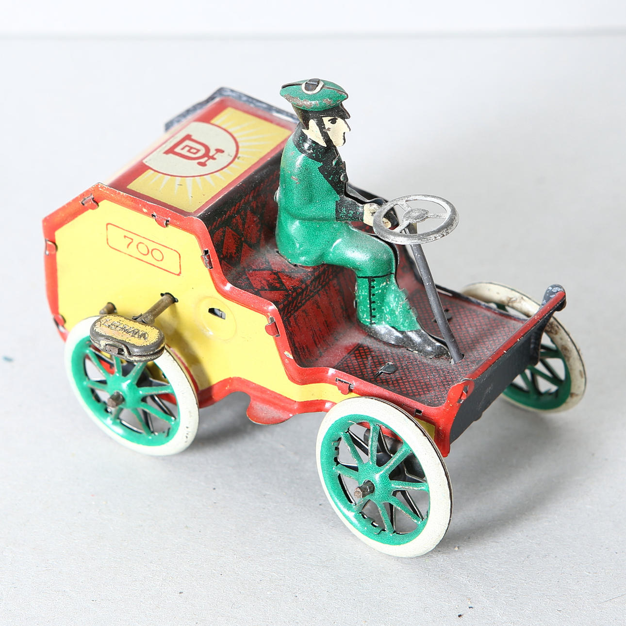 LEHMANN ALSO yellow / red, tin, clockwork, Germany.