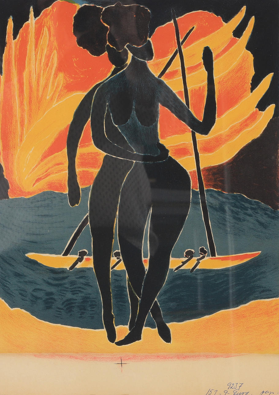 TAVLA, kvinnor på strand, tryck.