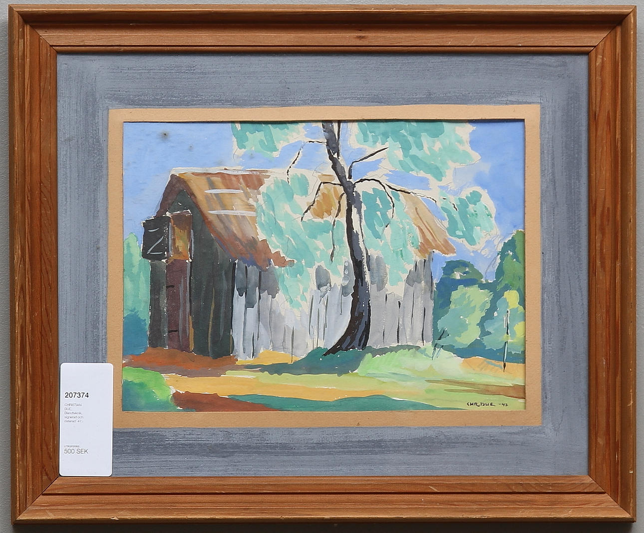 CHRISTIAN DUE. Blandteknik, signerad och daterad -47.