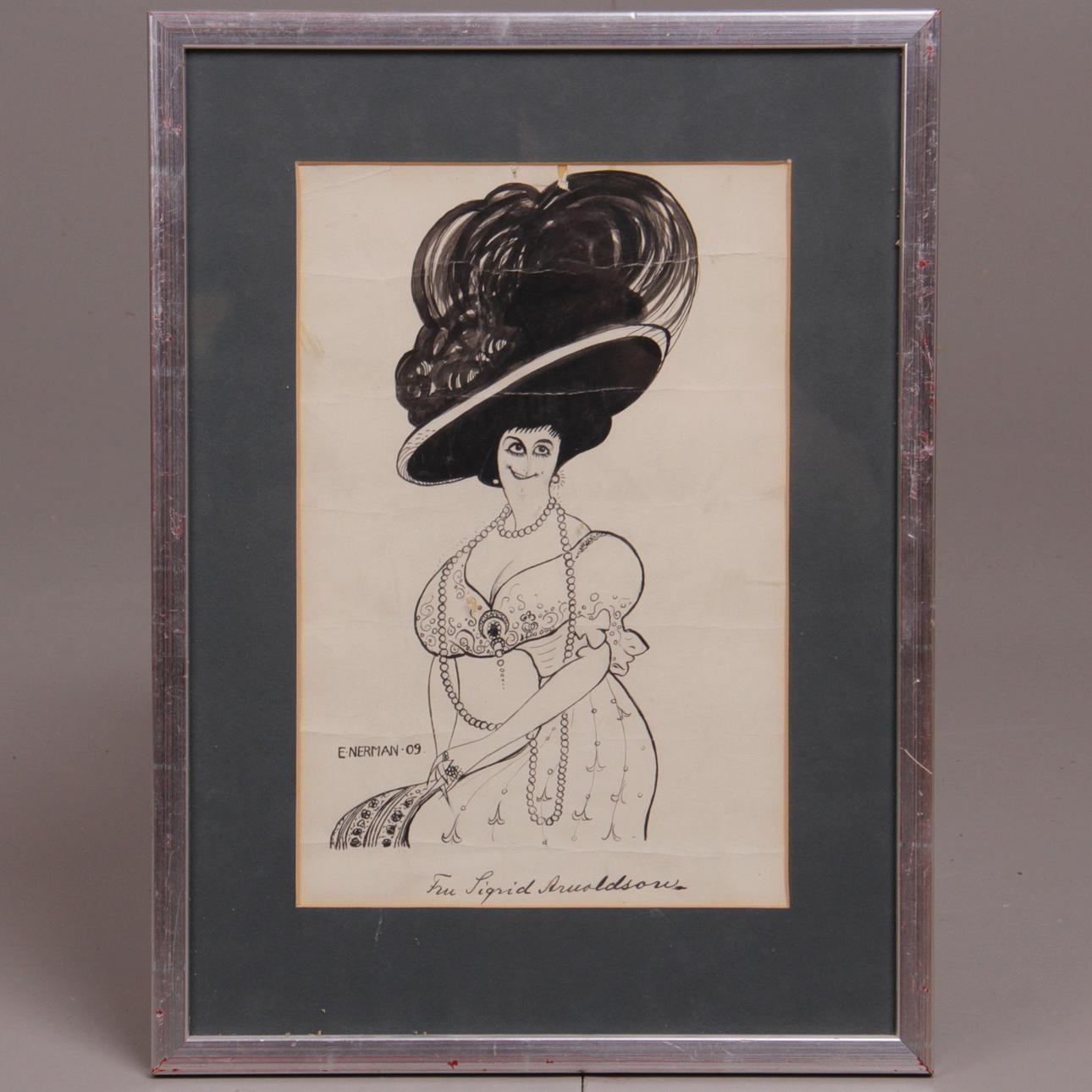 EINAR NERMAN. Tusch, signerad och daterad 1909.